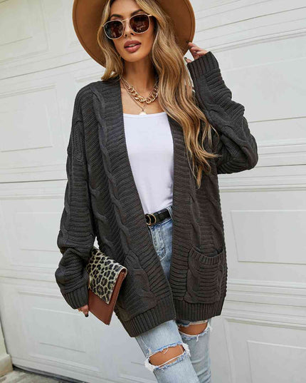 Open Front Dropped Shoulder Longline Cardigan