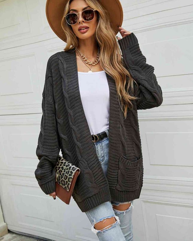 Open Front Dropped Shoulder Longline Cardigan