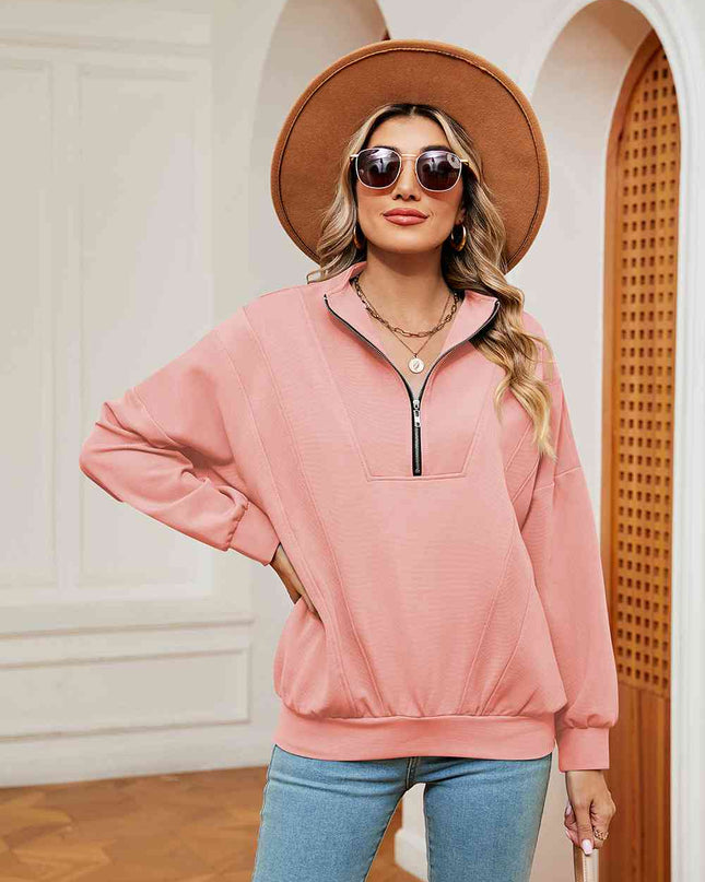 Half-Zip Dropped Shoulder Sweatshirt