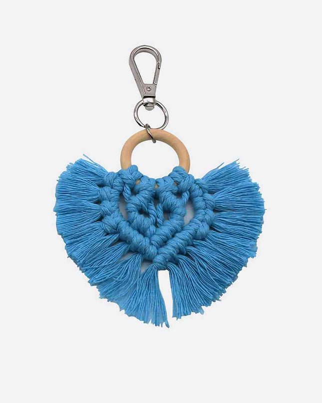 Assorted 4-Pack Heart-Shaped Macrame Fringe Keychain