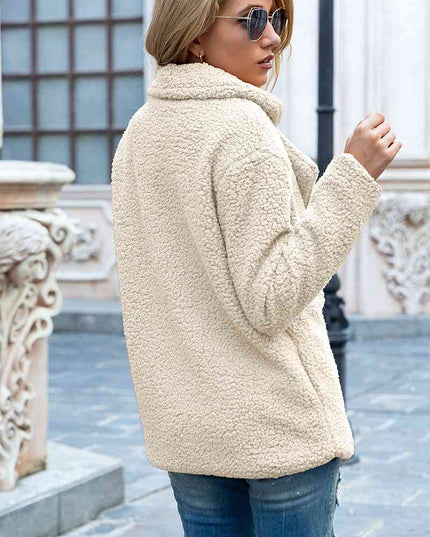 Full Size Lapel Collar Sherpa Coat