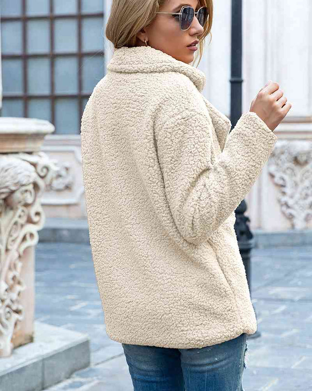 Full Size Lapel Collar Sherpa Coat