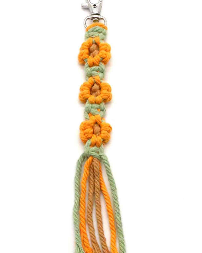 Assorted 4-Pack Hand-Woven Flower Keychain