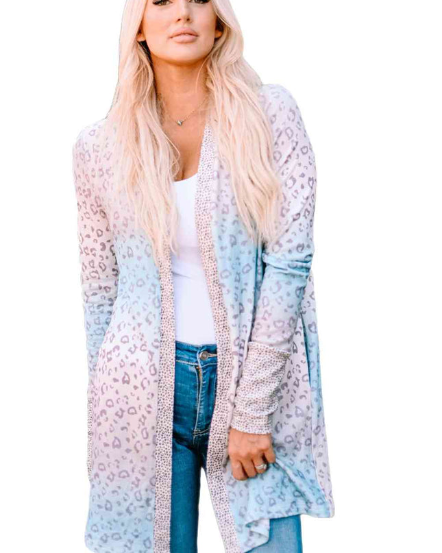 Leopard Gradient Open Front Cardigan