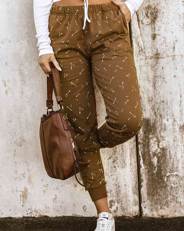 Arrow Print Elastic Waist Joggers