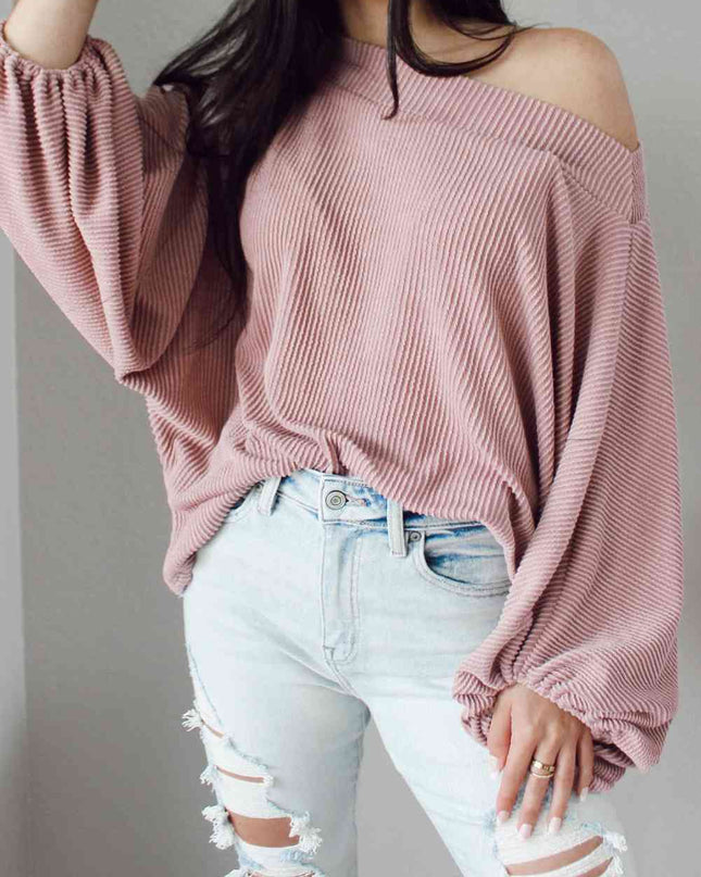 Ribbed Long Sleeve Knit Top
