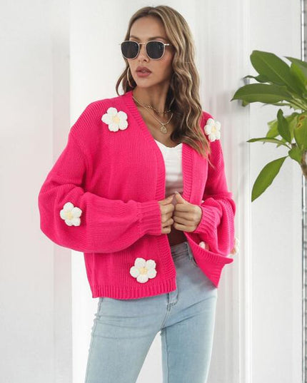 Floral Open Front Long Sleeve Cardigan