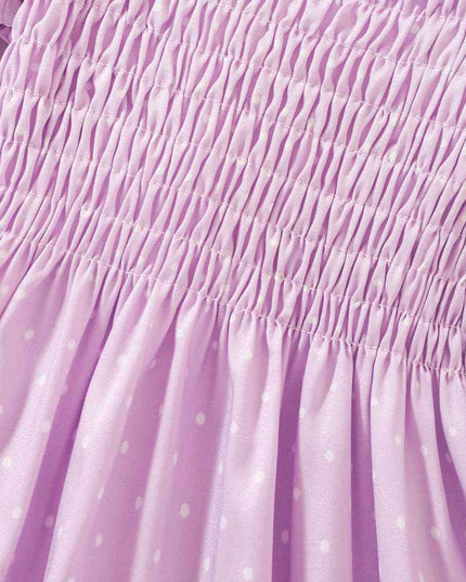 Printed Square Neck Smocked Dress