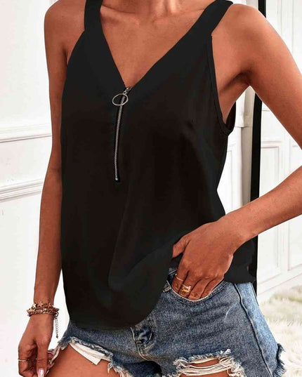 Half-Zip Scoop Neck Tank