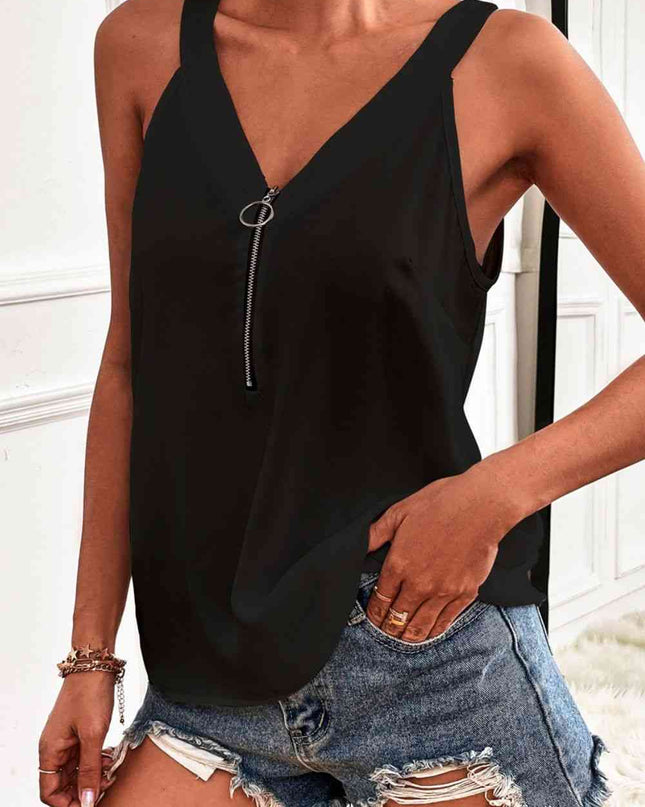 Half-Zip Scoop Neck Tank
