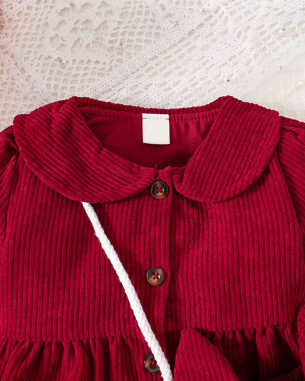 Peter Pan Collar Buttoned Long Sleeve Dress
