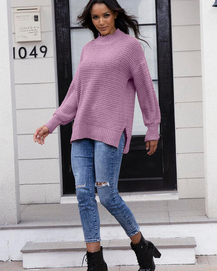Round Neck Slit Sweater