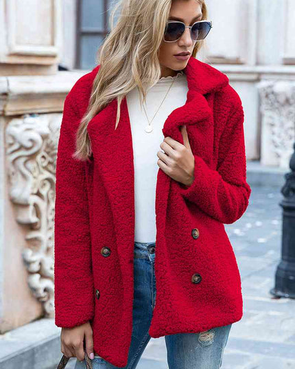 Full Size Lapel Collar Sherpa Coat