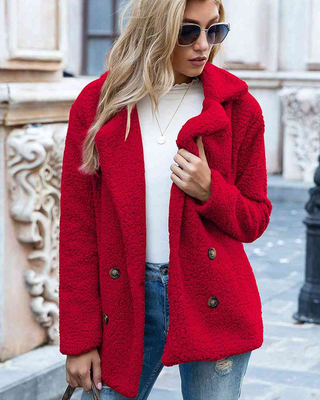 Full Size Lapel Collar Sherpa Coat