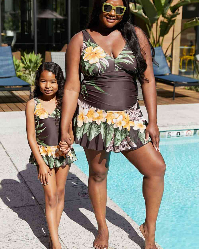 Marina West Swim Full Size Clear Waters Swim Dress in Aloha Brown
