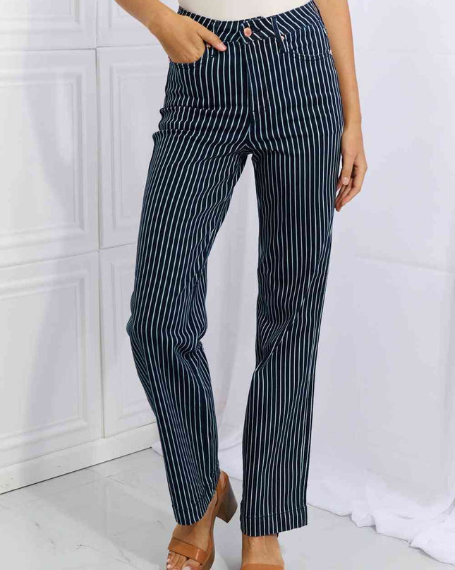Judy Blue Cassidy Full Size High Waisted Tummy Control Striped Straight Jeans
