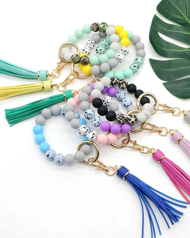 Assorted 2-Pack Multicolored Beaded Tassel Keychain