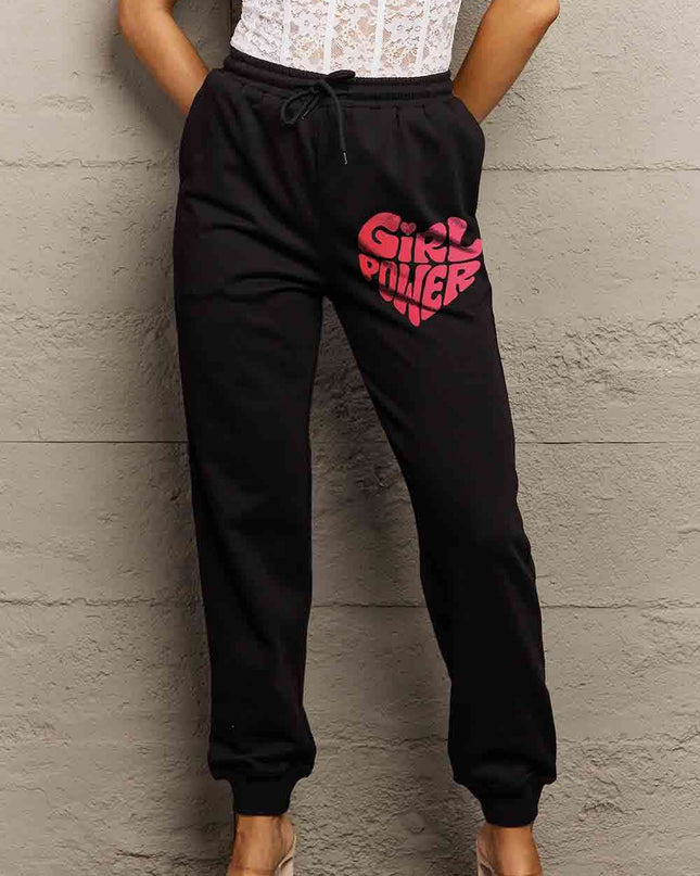 Simply Love Full Size GIRL POWER Graphic Sweatpants