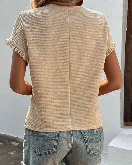 Textured Round Neck Short Sleeve Top
