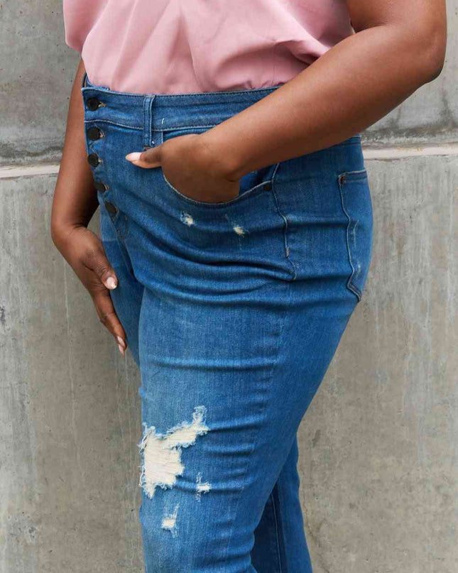 Judy Blue Melanie Full Size High Waisted Distressed Boyfriend Jeans