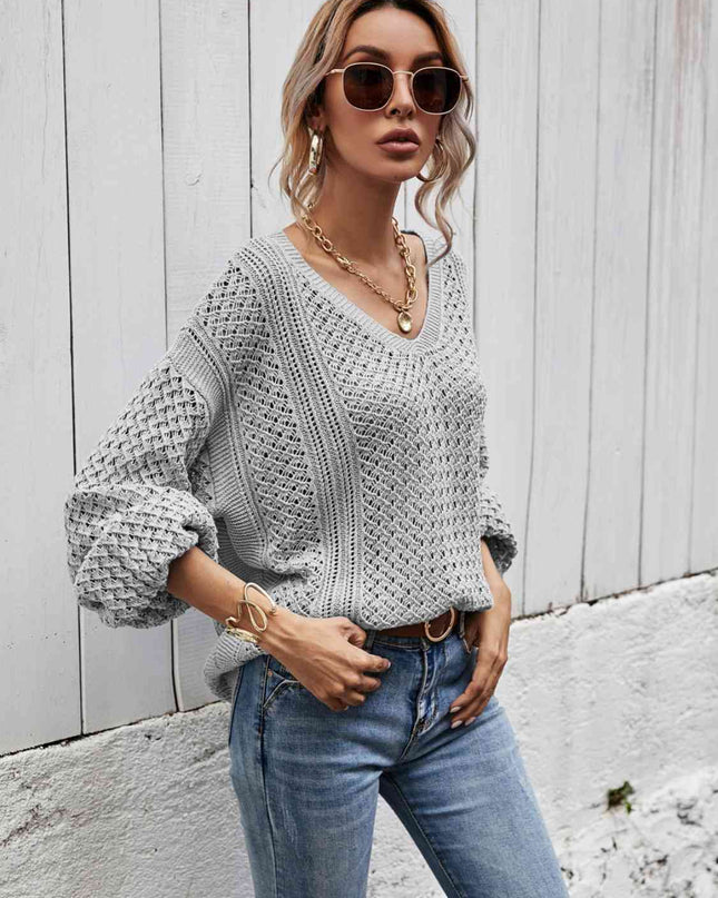 V-Neck Dropped Shoulder Sweater