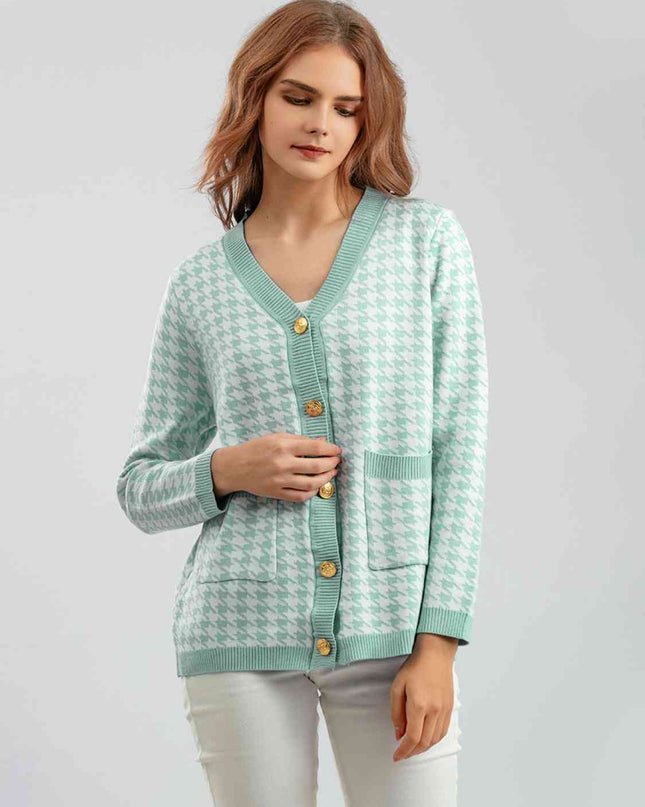 Houndstooth Button Down Cardigan