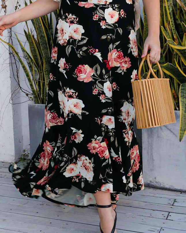 Plus Size Floral High-Rise Skirt