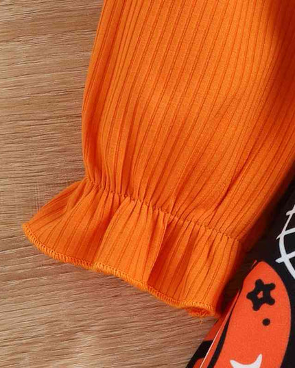 Round Neck Ruffle Trim Halloween Theme Dress