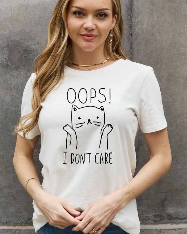 Simply Love Full Size OOPS I DON’T CARE Graphic Cotton Tee