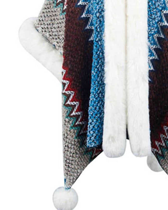 Color Block Open Front Poncho