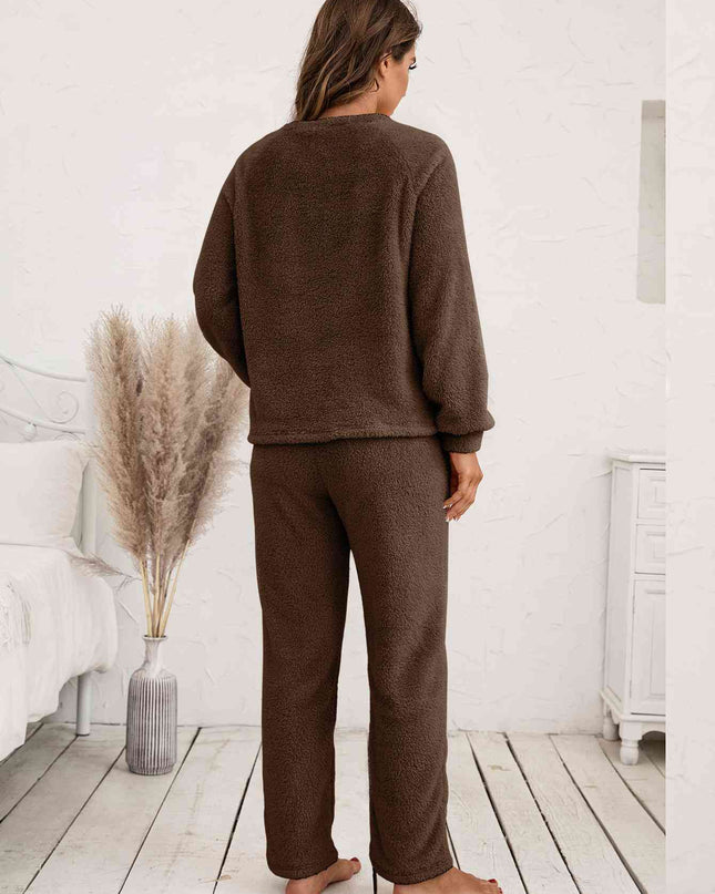 Teddy Long Sleeve Top and Pants Lounge Set