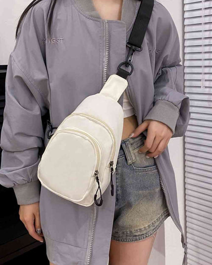 Contrast Strap Nylon Sling Bag