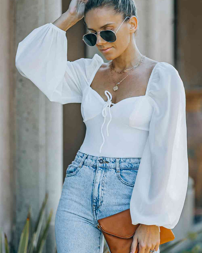 Tied Balloon Sleeve Bodysuit