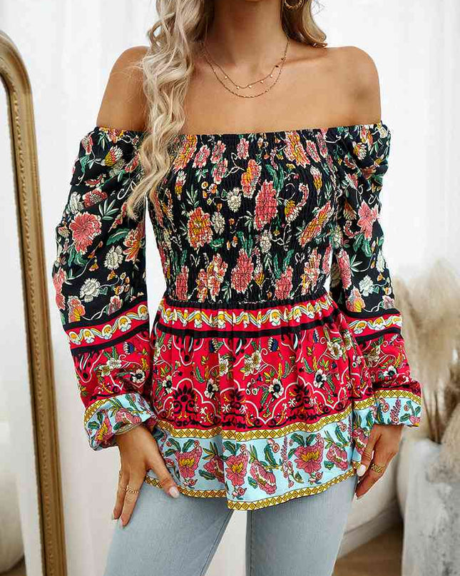 Square Neck Printed Blouse