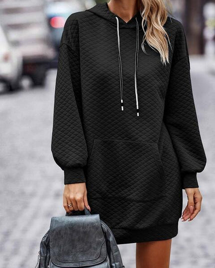 Textured Drawstring Tunic Hoodie