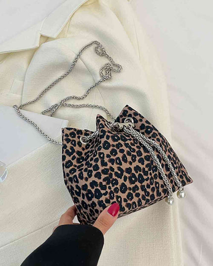 Animal Print Nylon Bucket Bag