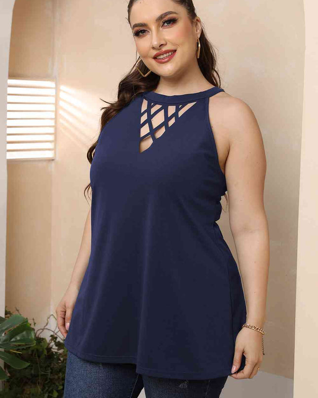 Plus Size Halter Neck Cutout Sleeveless Dress