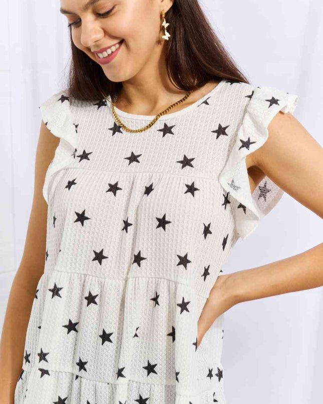 Heimish Shine Bright Full Size Butterfly Sleeve Star Print Top
