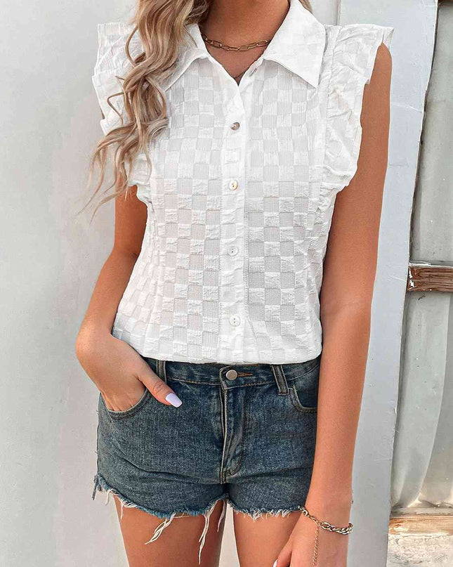 Collared Neck Buttoned Sleeveless Tank Top