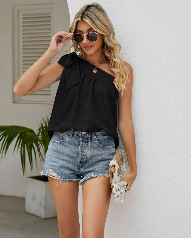 Tied One-Shoulder Sleeveless Top