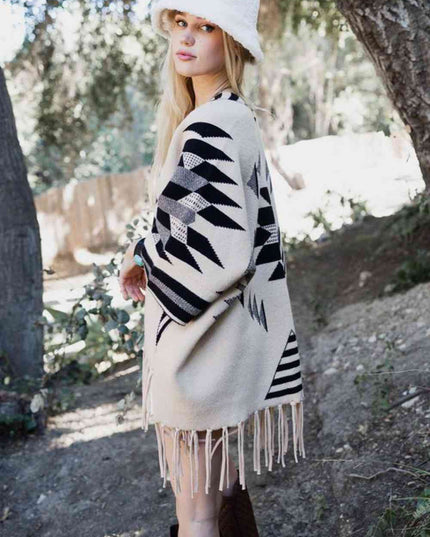 Leto Muir Woods Geometric Print Cardigan