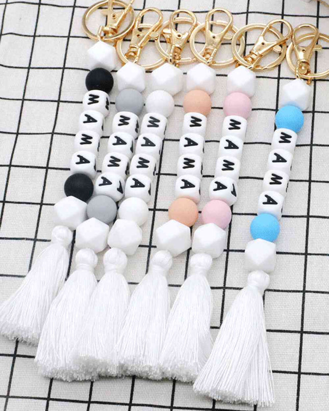Assorted 2-Pack Mama Beaded Tassel Keychain