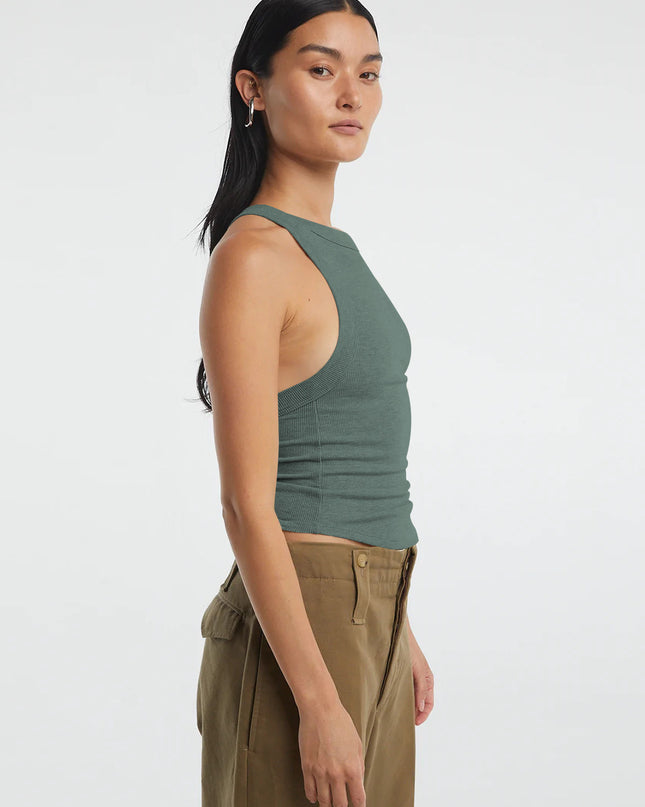 Halter Neck Ribbed Cropped Top