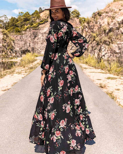Floral V-Neck Split Maxi Dress