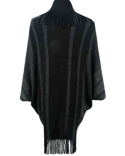 Fringe Detail Open Front Poncho
