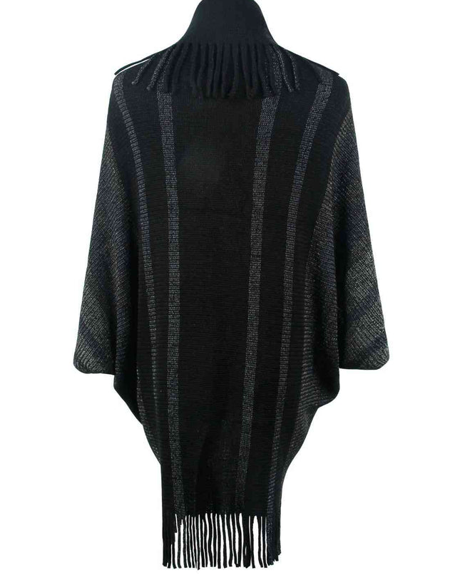 Fringe Detail Open Front Poncho