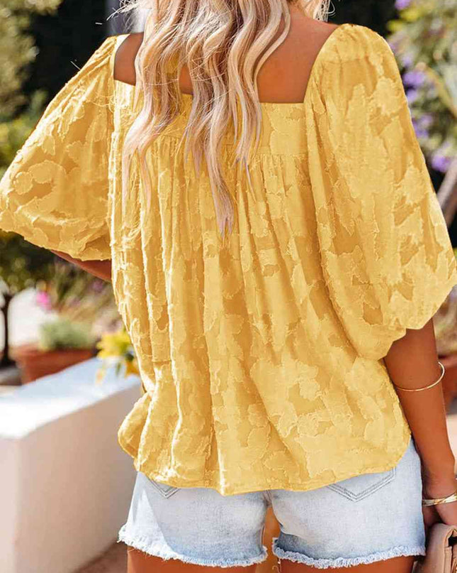 Square Neck Puff Sleeve Blouse