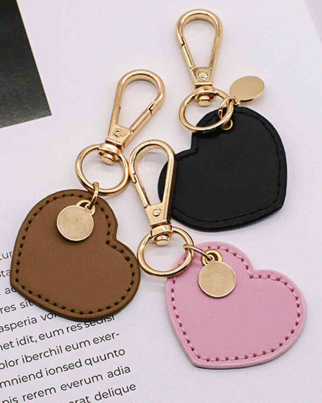 Assorted 4-Pack Heart Shape PU Leather Keychain