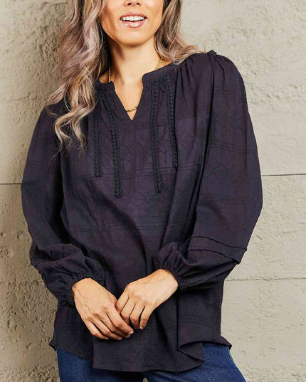 Petal Dew More For You Long Sleeve Stitch Blouse