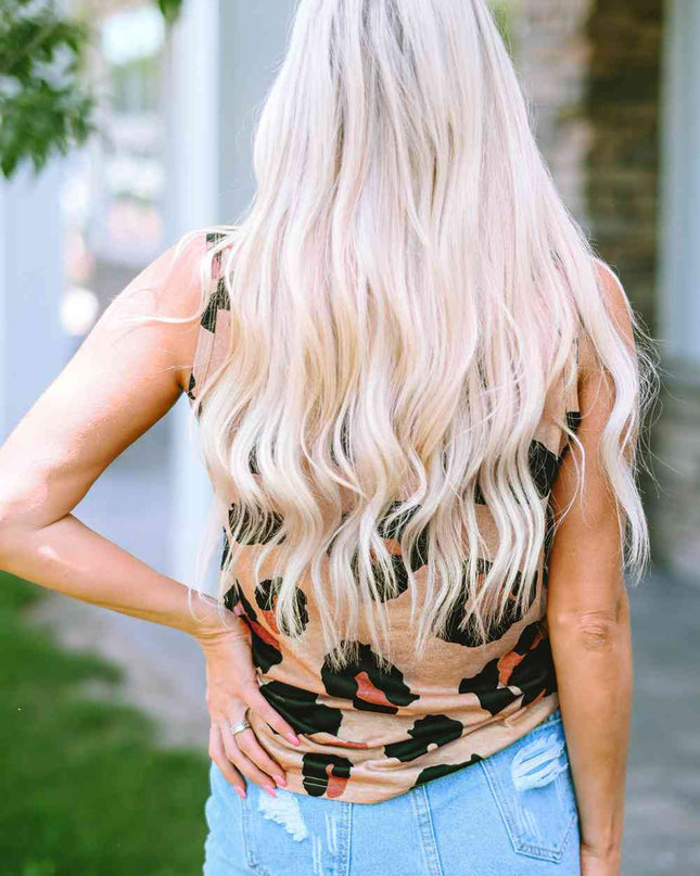 Leopard Print Round Neck Tank